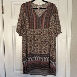 Floral Patterned Boho Dress